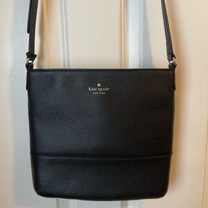 Kate Spade Southport Ave black pebbled leather Cora Crossbody Bag